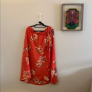 Faux-wrap floral printed skirt